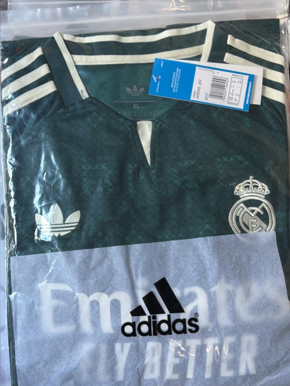 adidas Kids Dark Green Real Madrid Football Jersey with White Accents